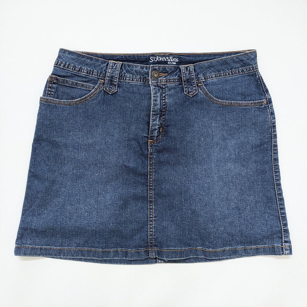 St. John's Bay Blue Denim Skort Skirt, Women's 10